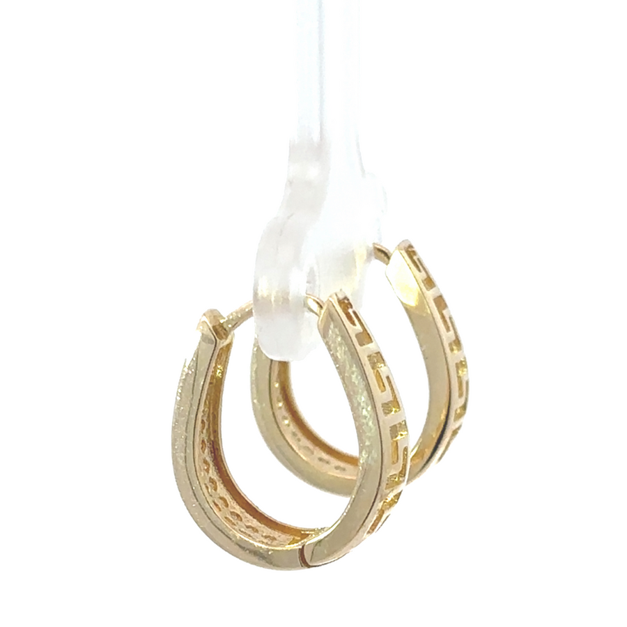 Side view of medium-sized 14k gold earrings with CZ