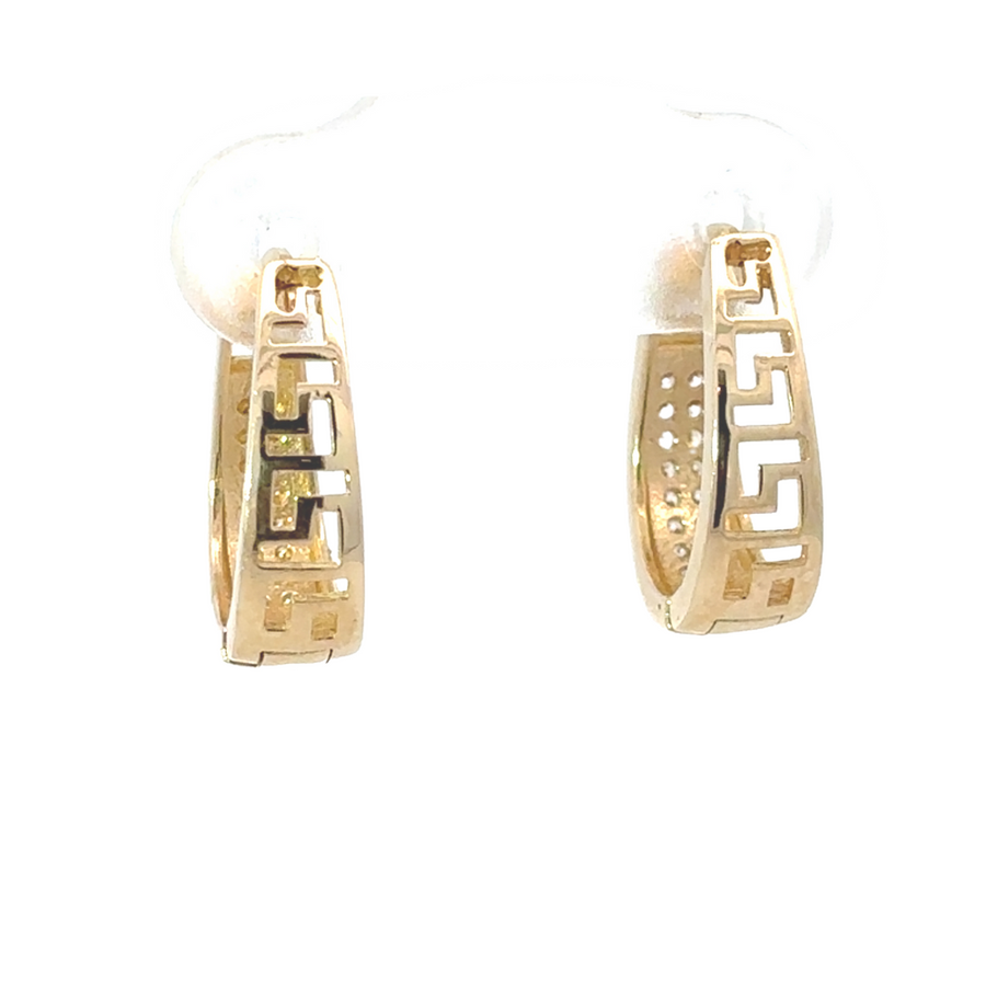 Classic medium gold earrings for women with sparkling stones