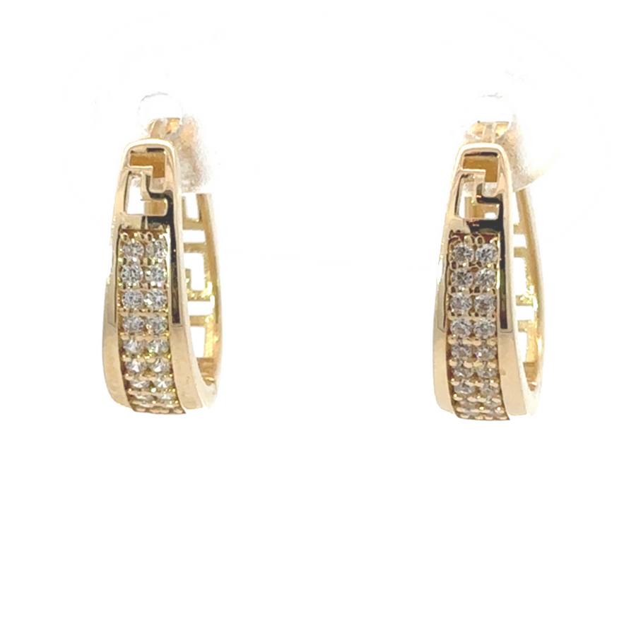 14k gold medium earrings with embedded cubic zirconia stones