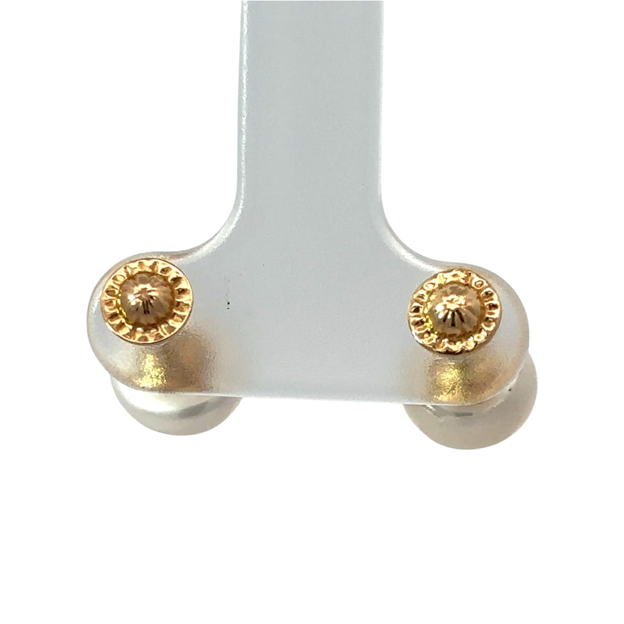 Pair of classic 14k gold earrings featuring medium-sized pearls