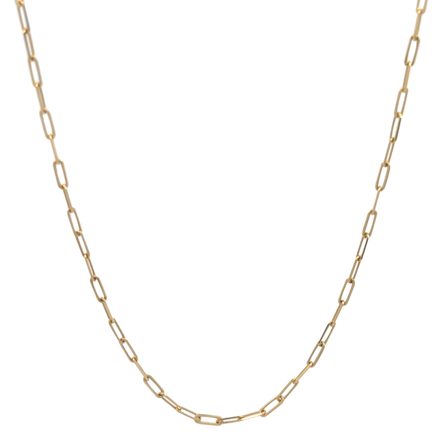 14k gold necklace displayed on a white background