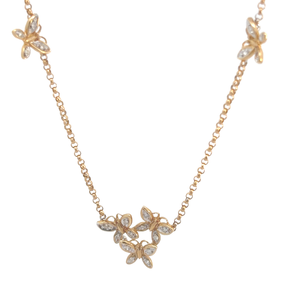 14k gold butterfly necklace and bracelet set
