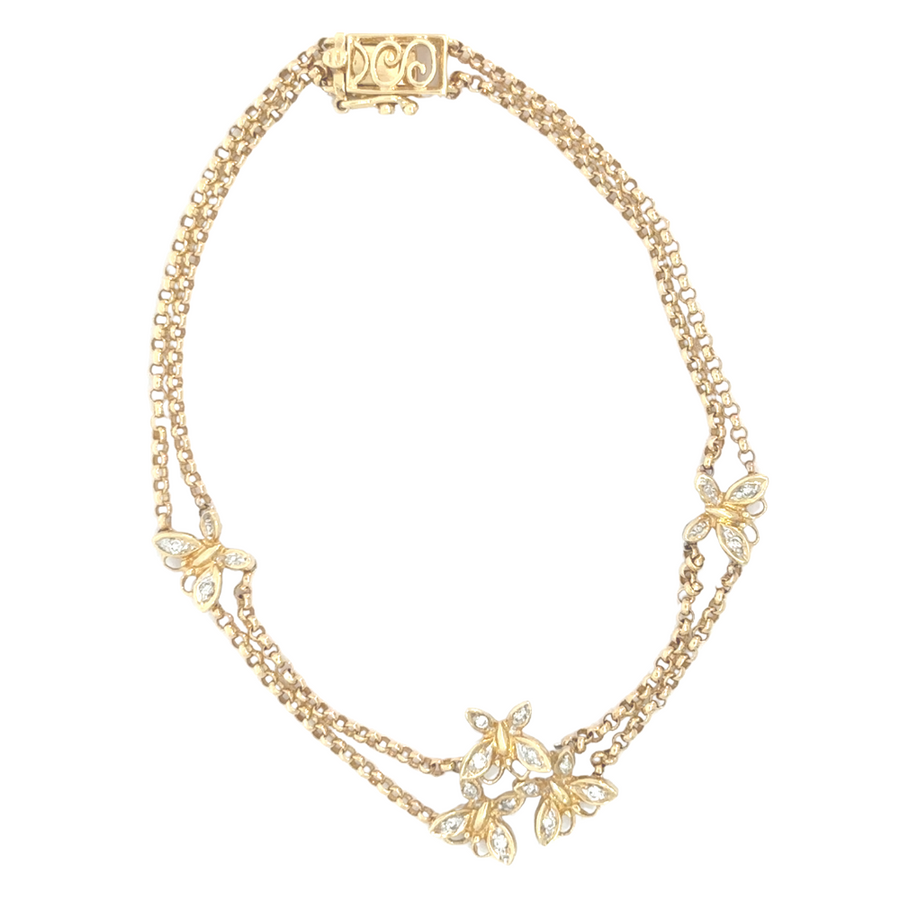 14k gold bracelet with delicate butterfly design