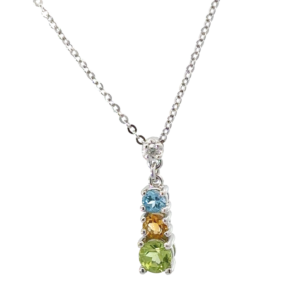 Close-up of 14k gold necklace with 0.20-carat topaz gemstone