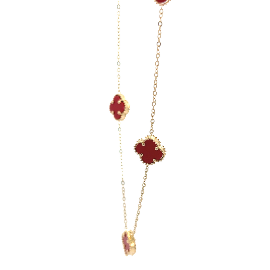 Dainty gold necklace for women with red XXS stones