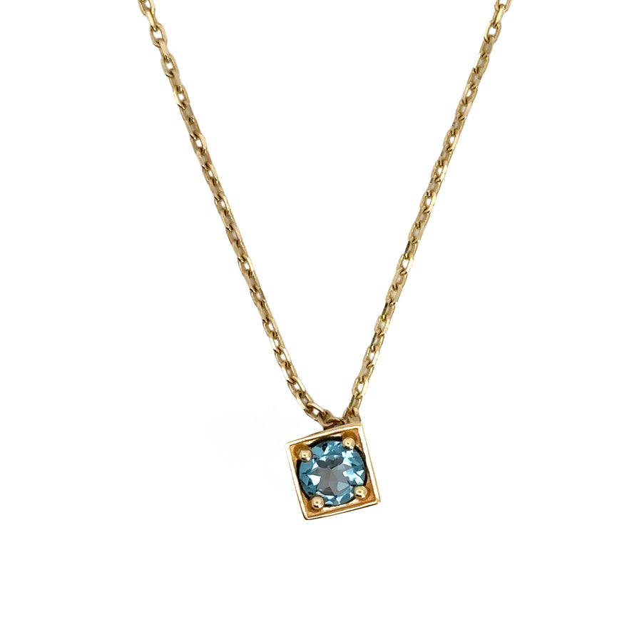 Adjustable 18 to 20-inch 14k gold necklace with blue stones