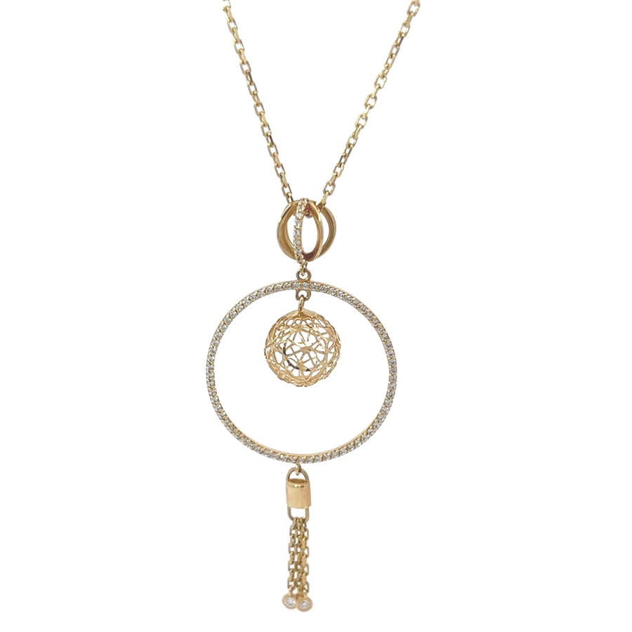 Adjustable gold necklace with minimalist round pendant