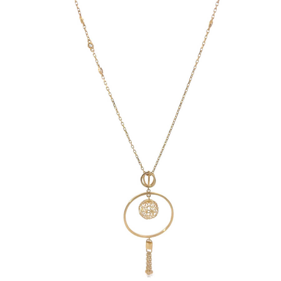 Women's jewelry – gold necklace with round charm