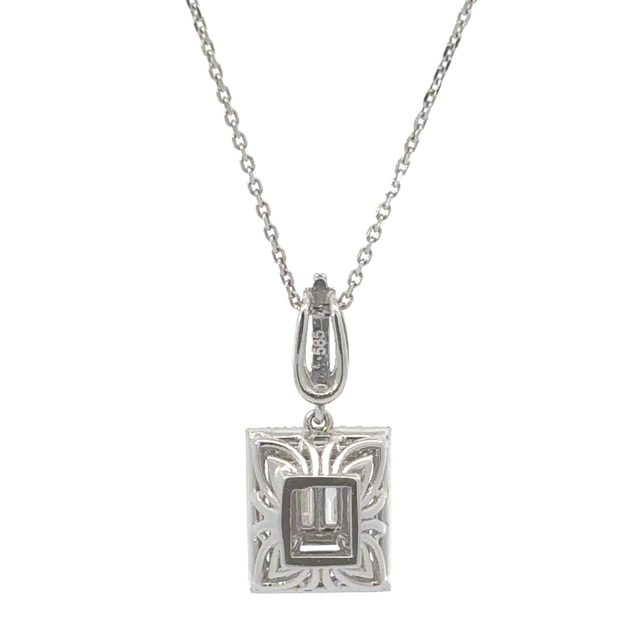 Necklace displayed in luxury gift box with pendant visible