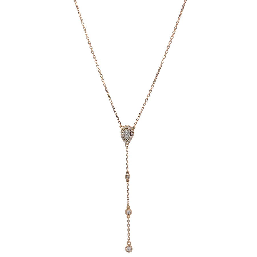 14k gold necklace with 0.10 carats of diamonds, adjustable length