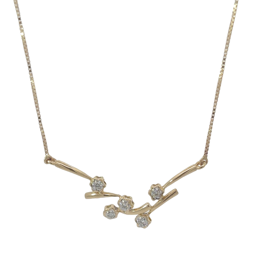 14k gold necklace with diamond accents – front view