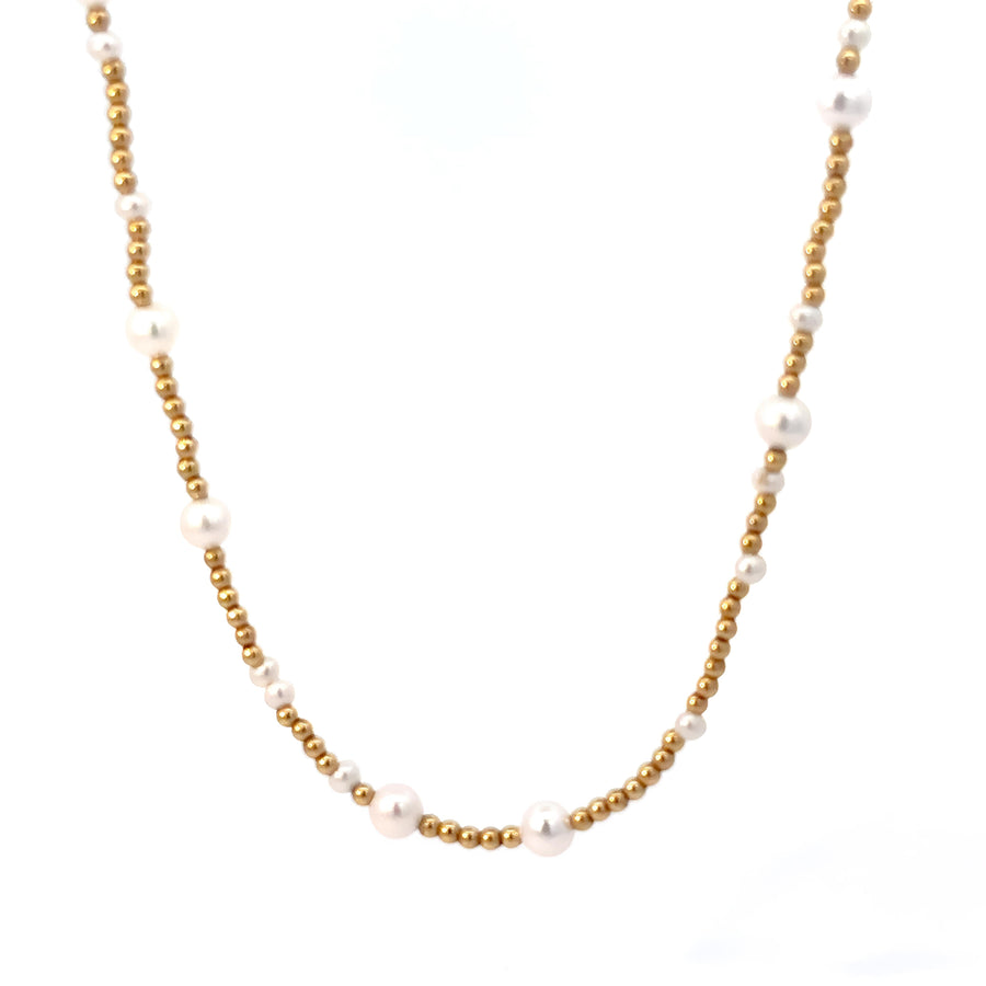 Minimalist pearl necklace for women in 14k gold