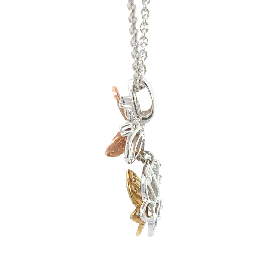 Double butterfly pendant necklace for women