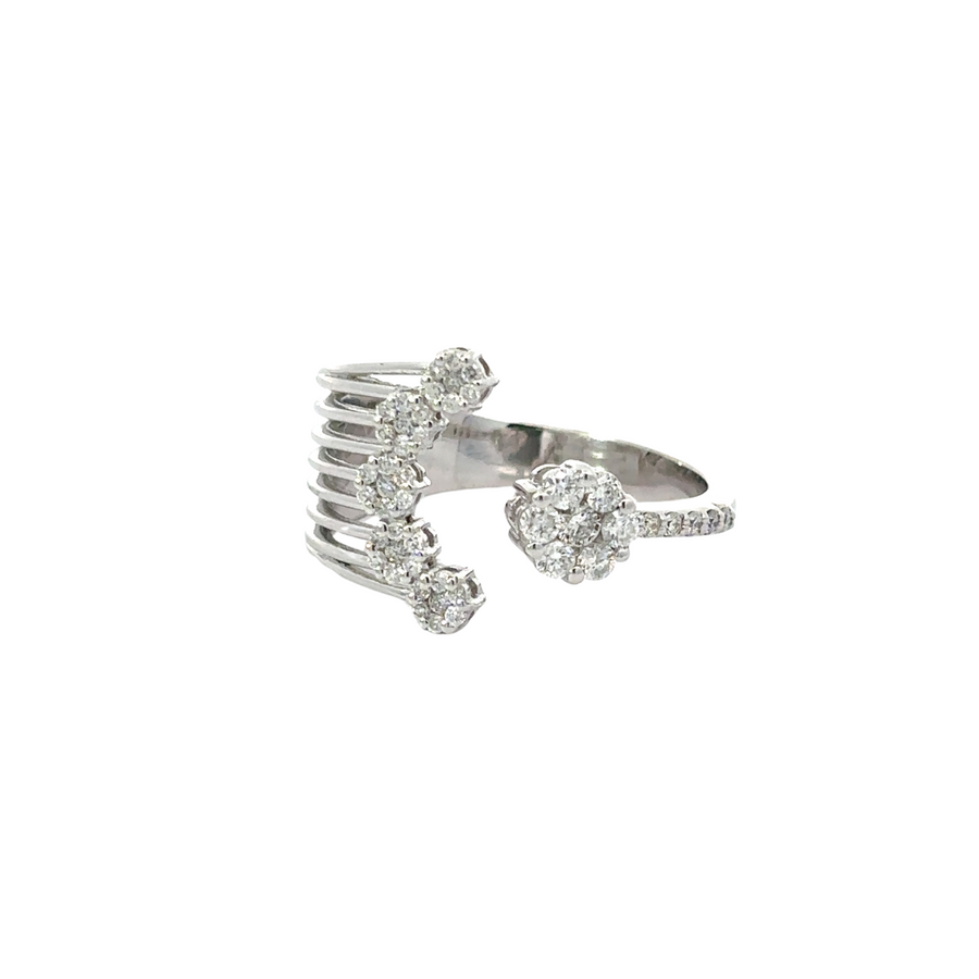 14k gold open ring with delicate diamond accents