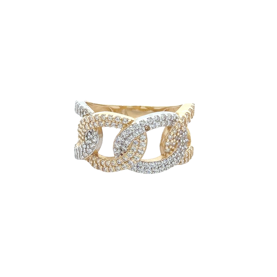14k gold ring with oval cubic zirconia centerpiece