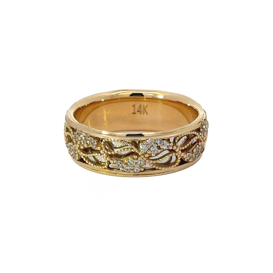 Minimalist 14k gold ring displayed on a white background