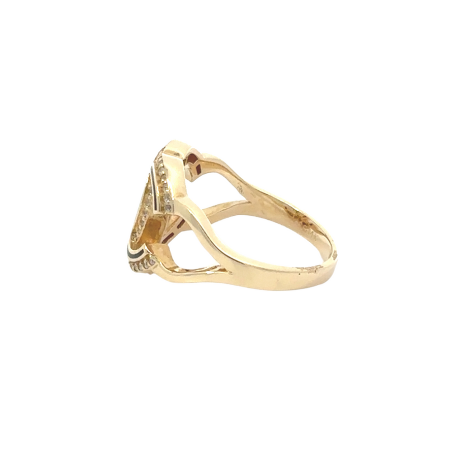 Side view of the 14k gold ring with CZ stone, highlighting its sleek design