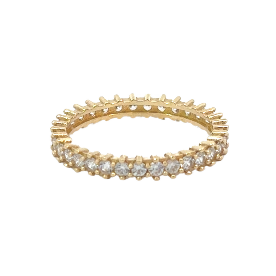 14k gold ring with full cubic zirconia stones