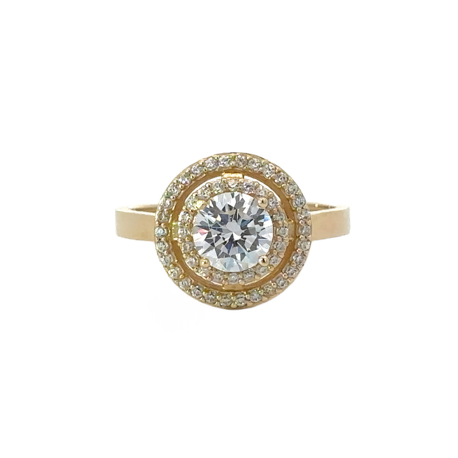 14k gold ring with center cubic zirconia stone for women