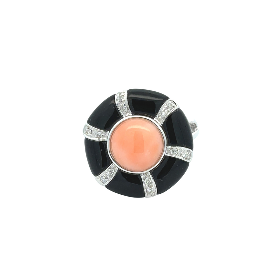 14k gold women’s ring with diamond accents – front view