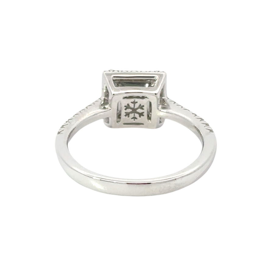 Woman wearing 14k gold ring with dazzling diamond accents