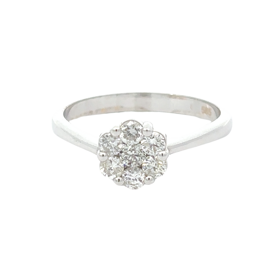 14k gold ring with diamonds on a white background
