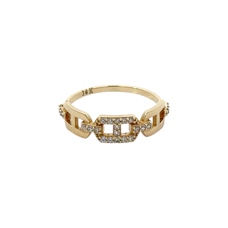 14k gold ring with sparkling cubic zirconia stones