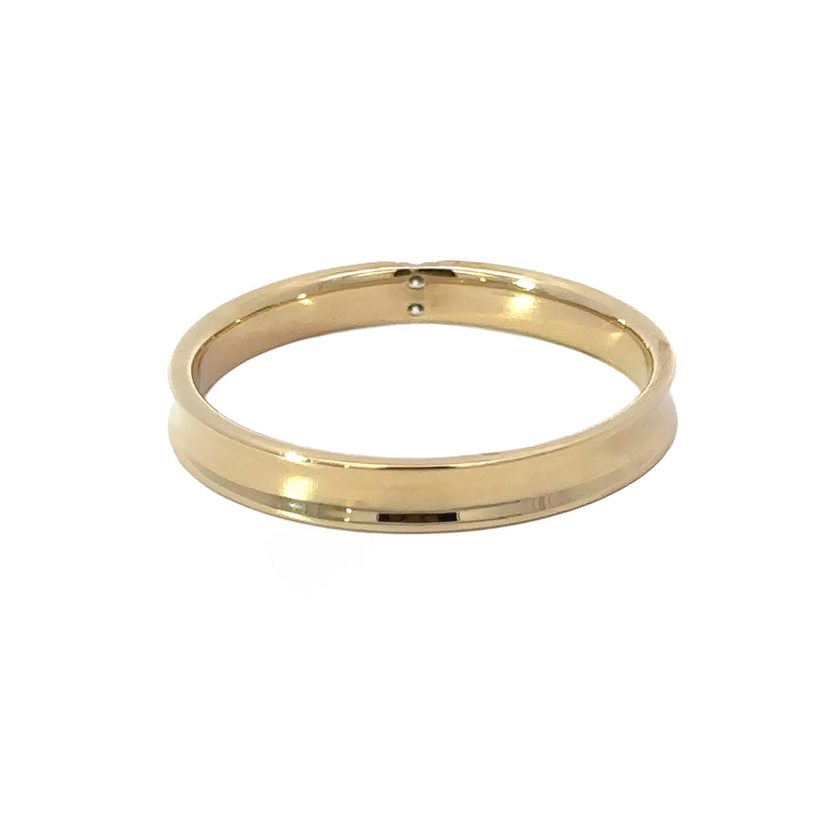 14k gold ring for men with two center CZ stones