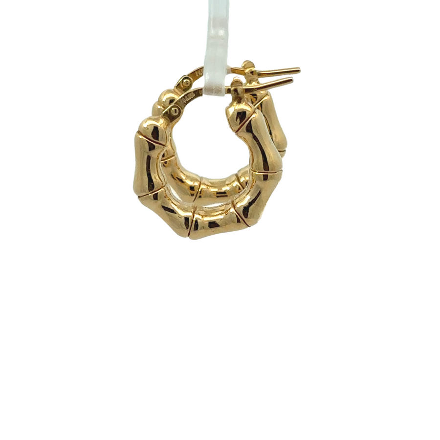 Elegant 14k gold earrings with delicate bamboo design