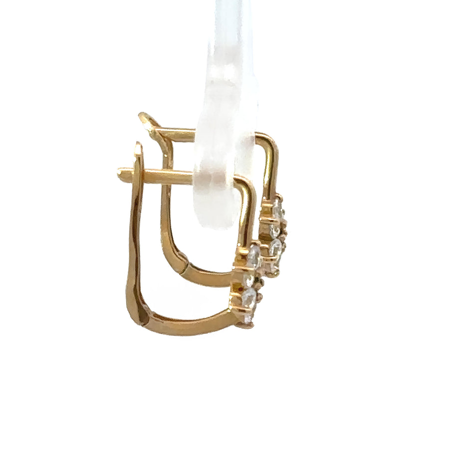 14k gold earrings with center flower motif for babies
