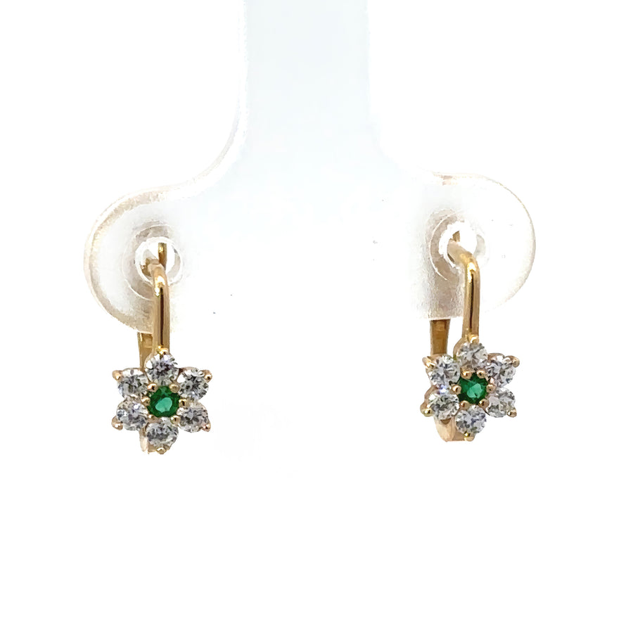 14k gold baby earrings with small flower design