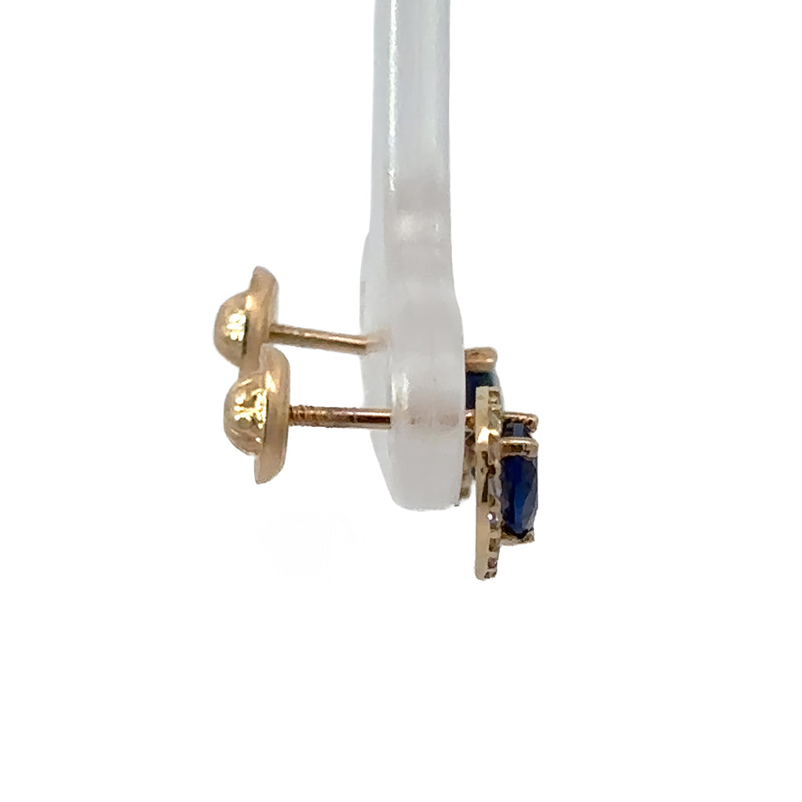 Small heart earrings with CZ stones in 14k gold