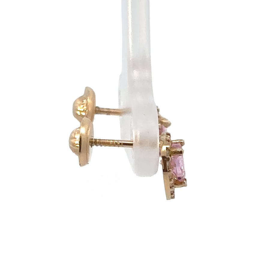 Classic 14k gold heart studs for sensitive baby ears