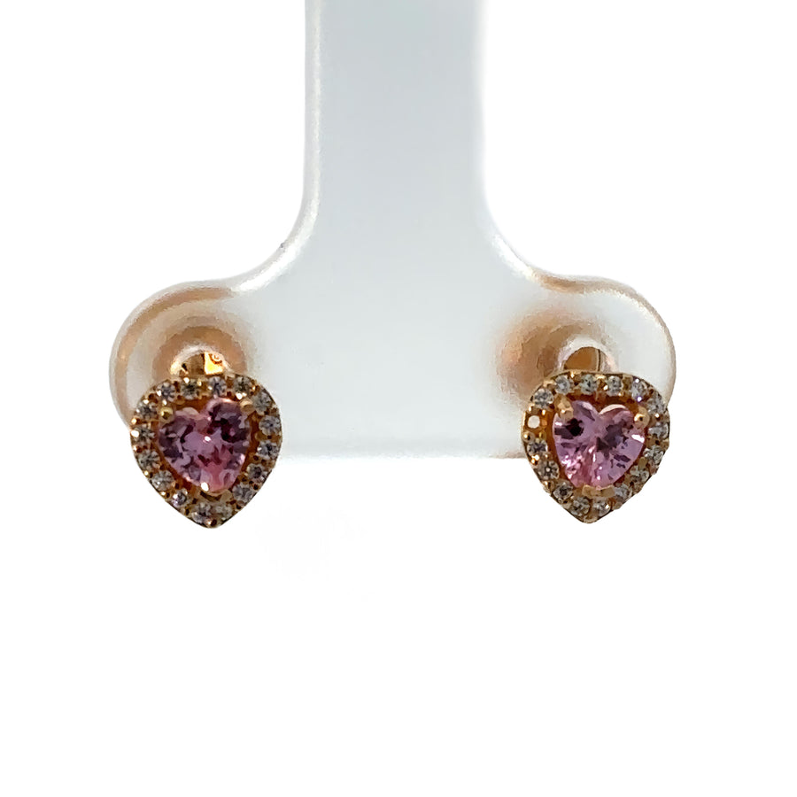 14k gold heart stud earrings designed for babies