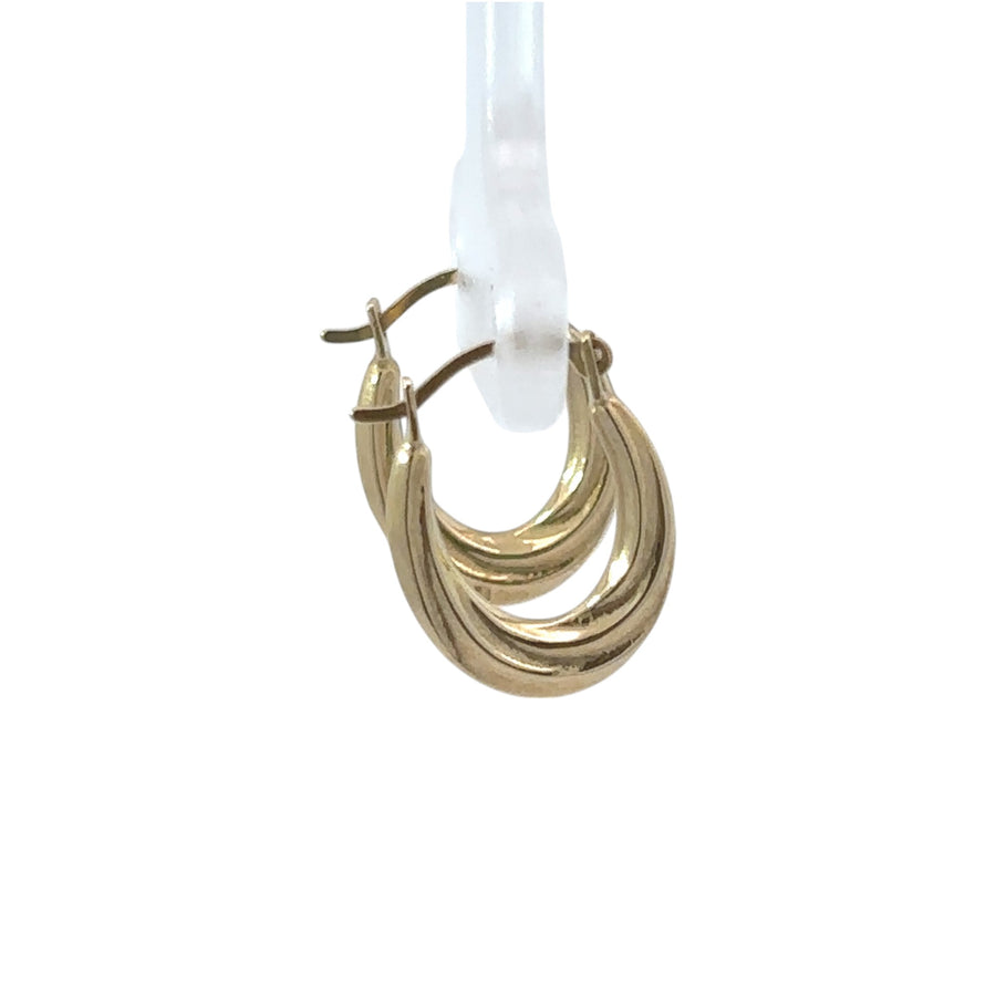Elegant 14k gold baby earrings with oval line design