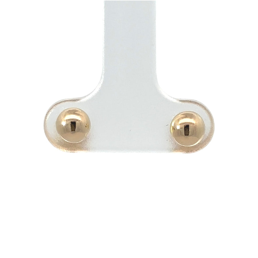 14k gold stud earrings with smooth polished ball design