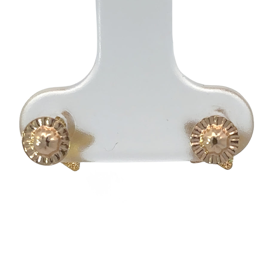 Pair of 14k gold star center stud earrings with butterfly backs