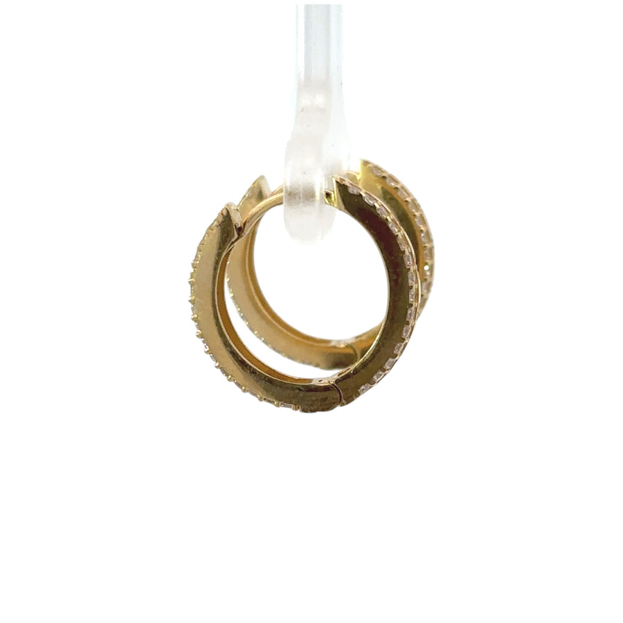 Minimalist 14k gold stud earrings displayed on white background