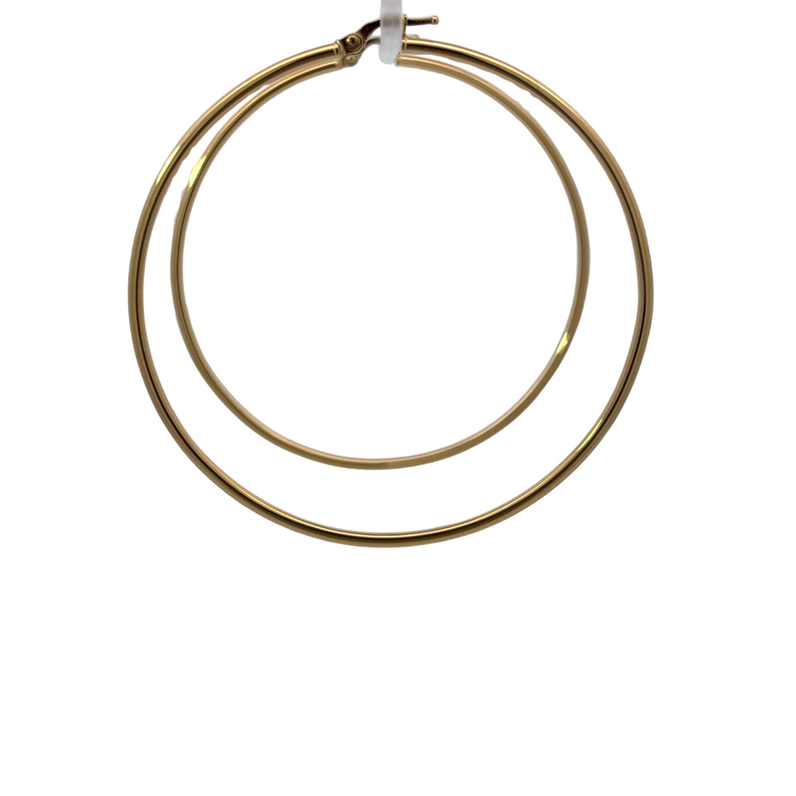 Large solid hoop earring in 14k gold for women