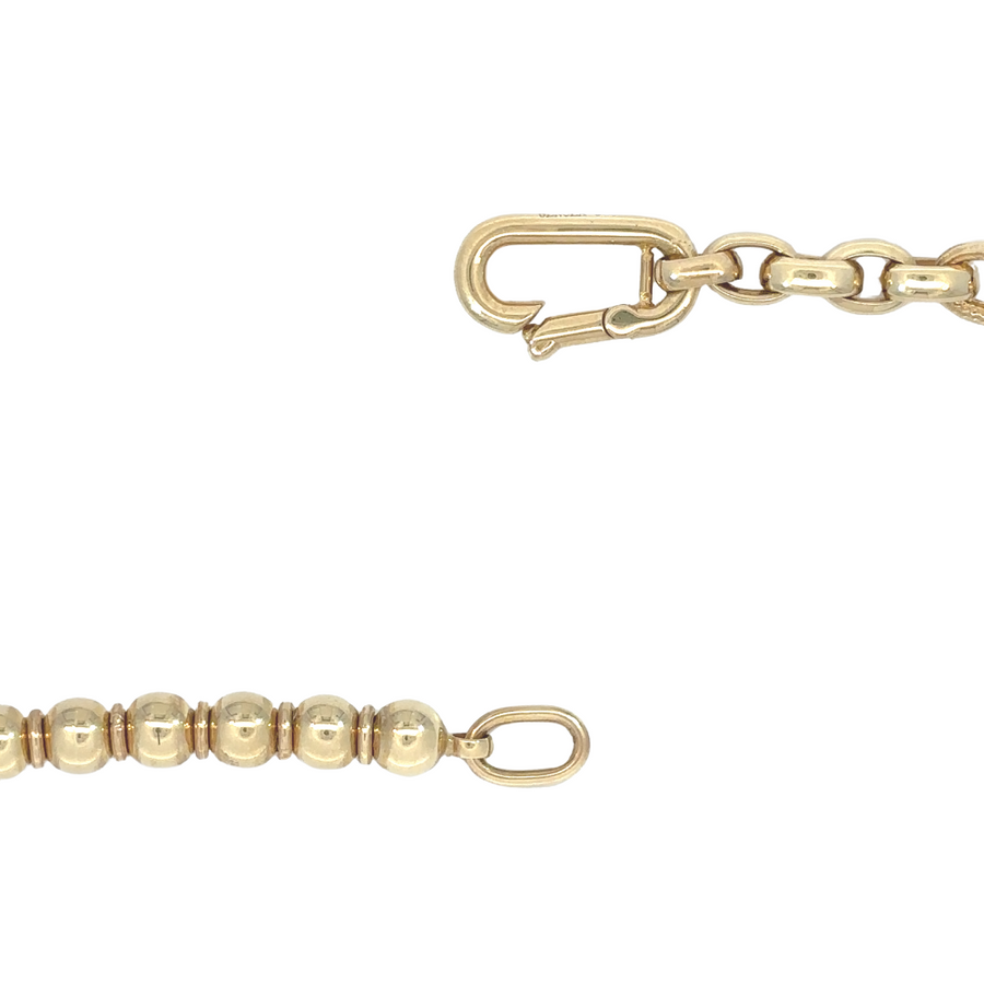 Unisex gold bracelet with bold link and rounded ball accents