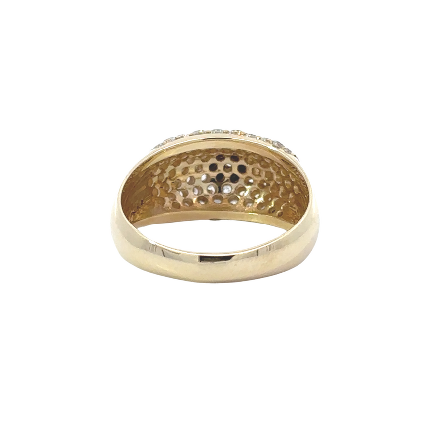 14k gold ring with cubic zirconia and floral design in velvet ring box