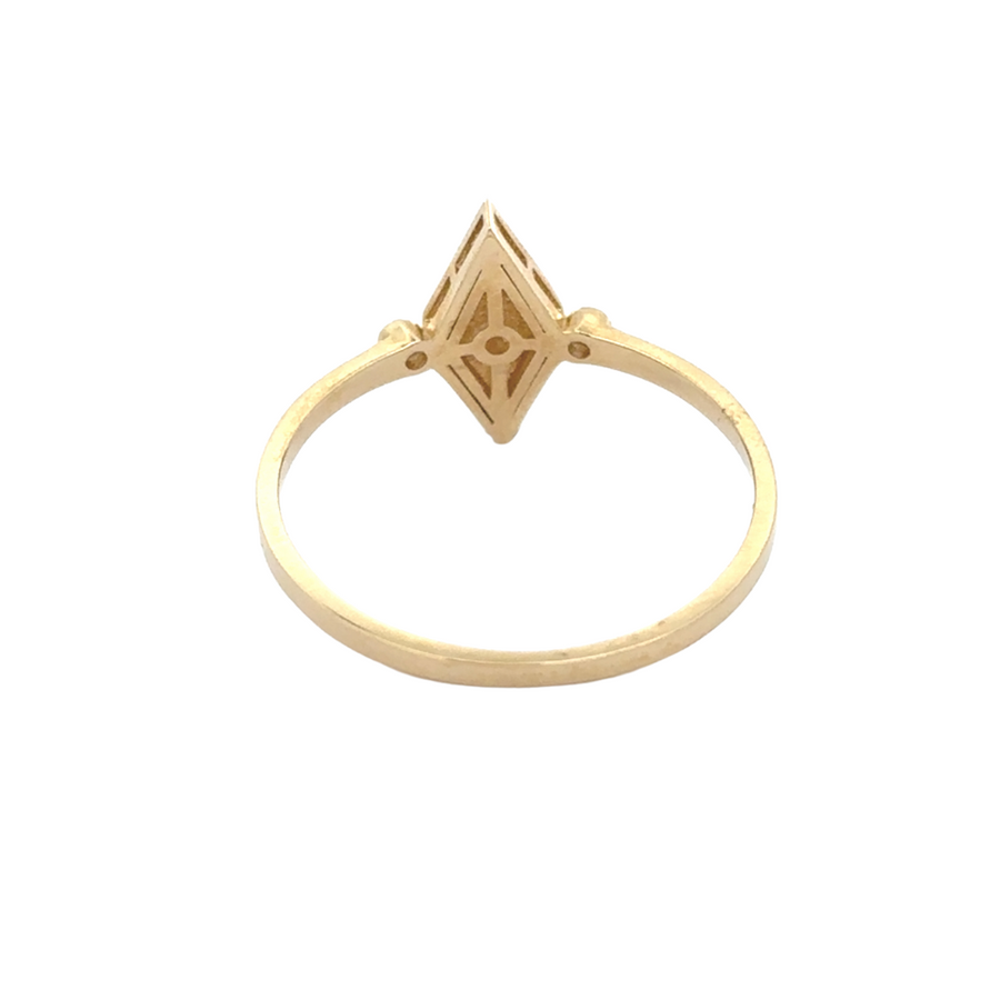 14k gold solid ring with rhombus design, showcasing minimalist elegance and modern sophistication