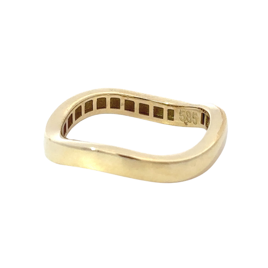 14k Gold Solid Wave Ring with sleek wave design