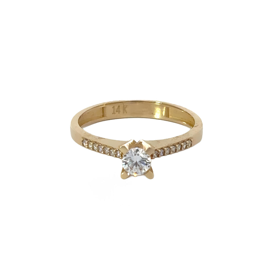 14k gold solitaire ring for women with single gemstone