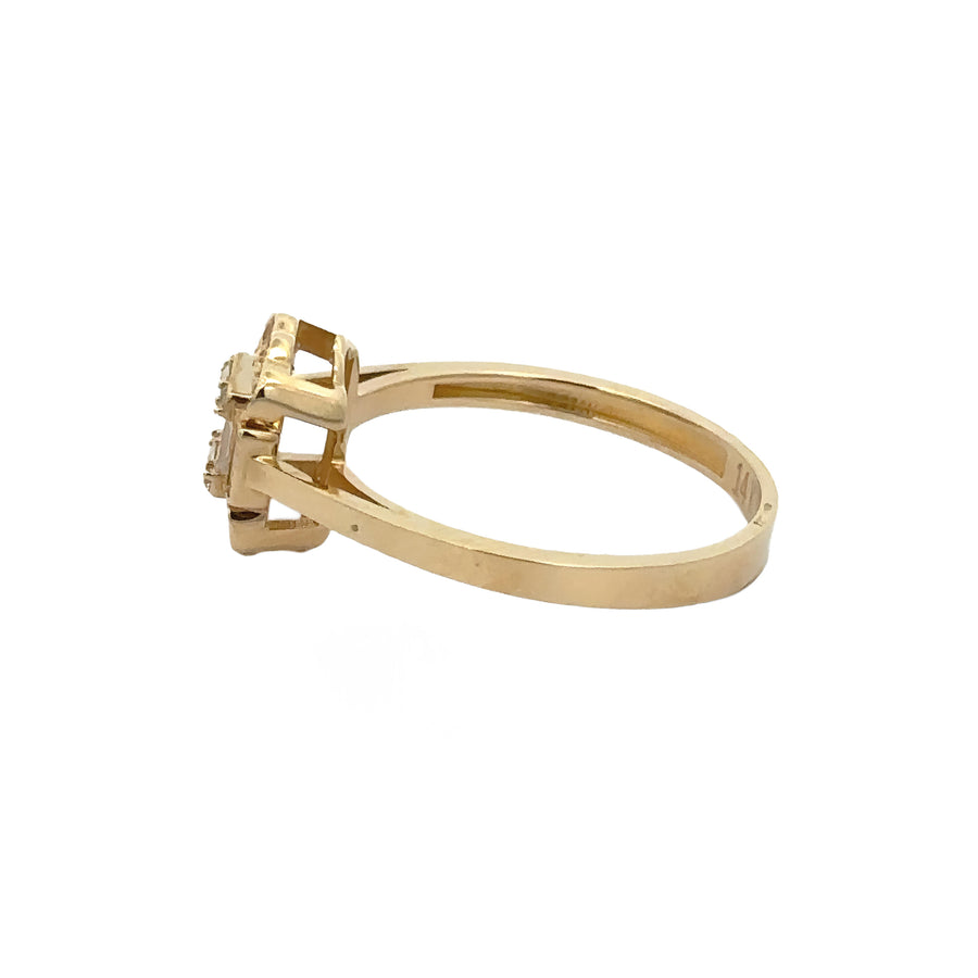 Close-up of polished 14k gold solitaire ring for women