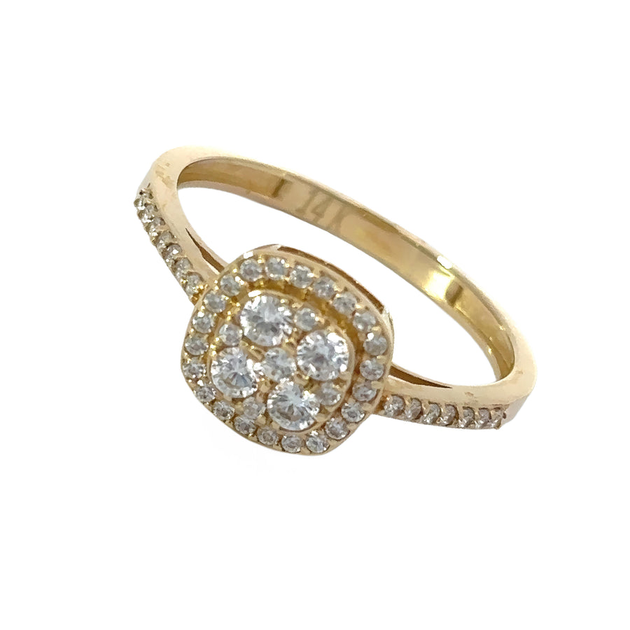 Close-up of solitaire gemstone on sleek 14k gold band