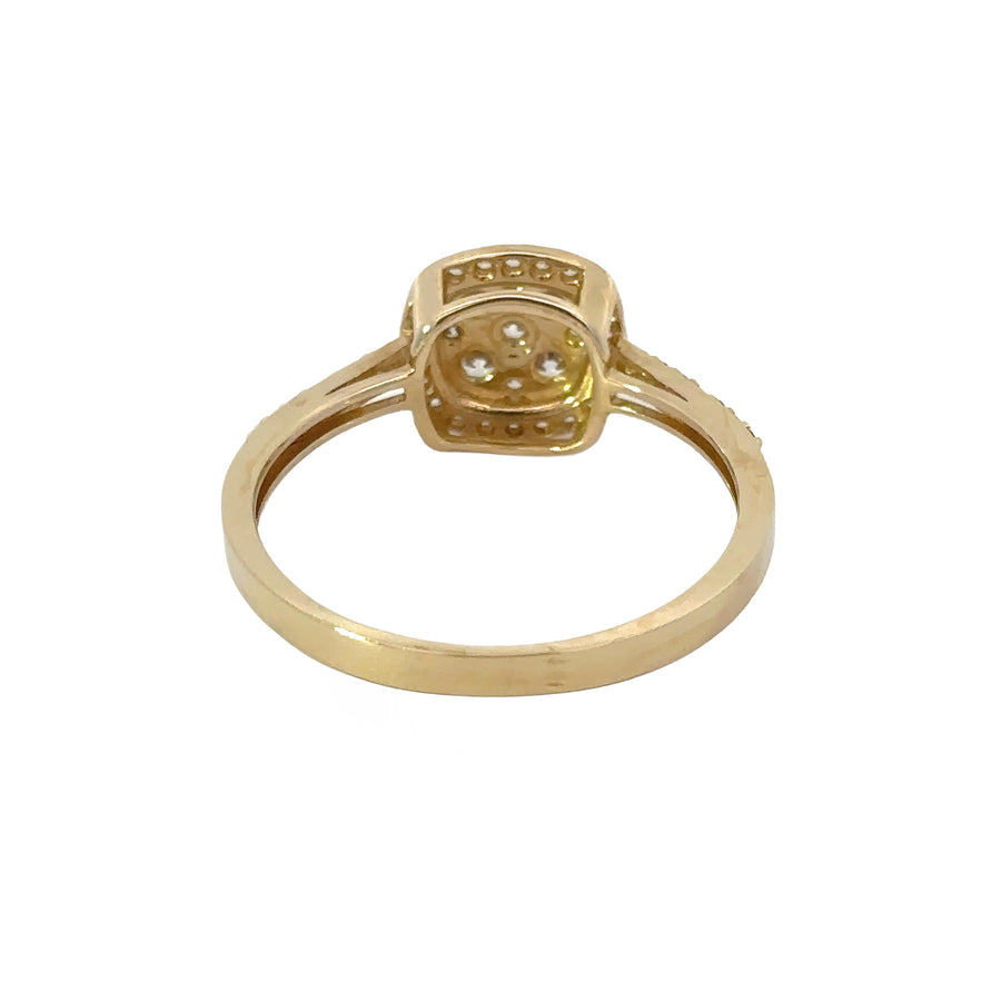Side view of classic solitaire ring in 14k gold