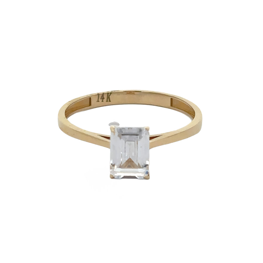 Elegant 14k gold solitaire ring with single sparkling gemstone