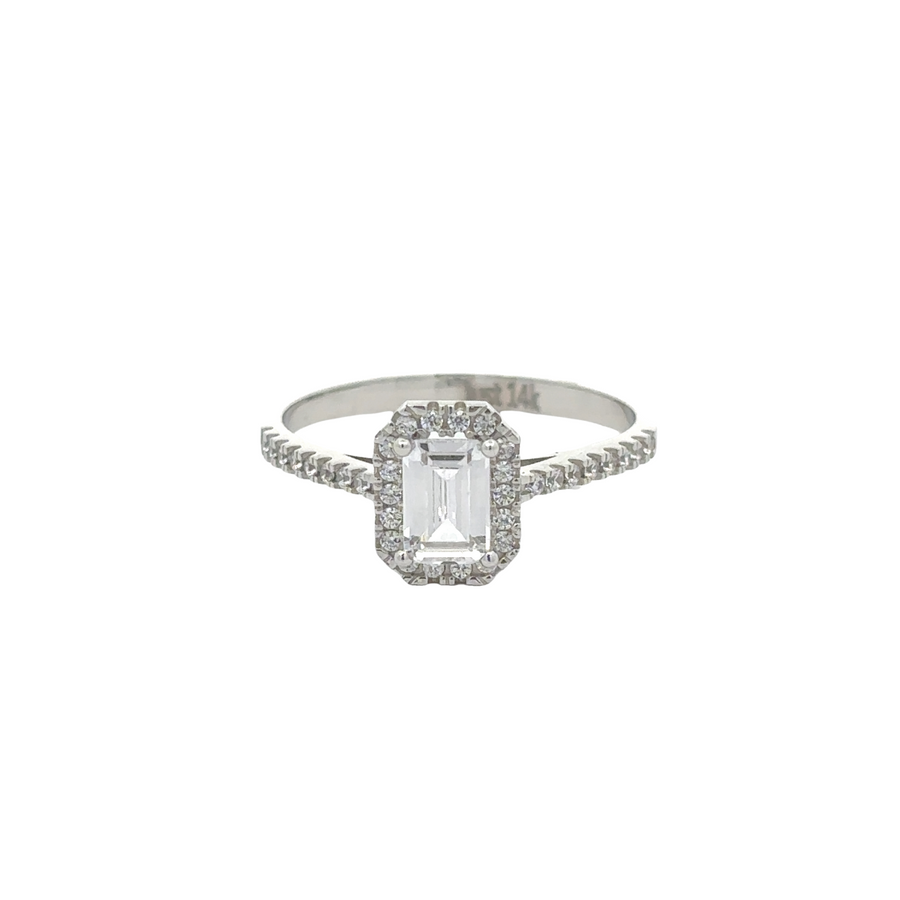 14k gold solitaire ring with cubic zirconia stone