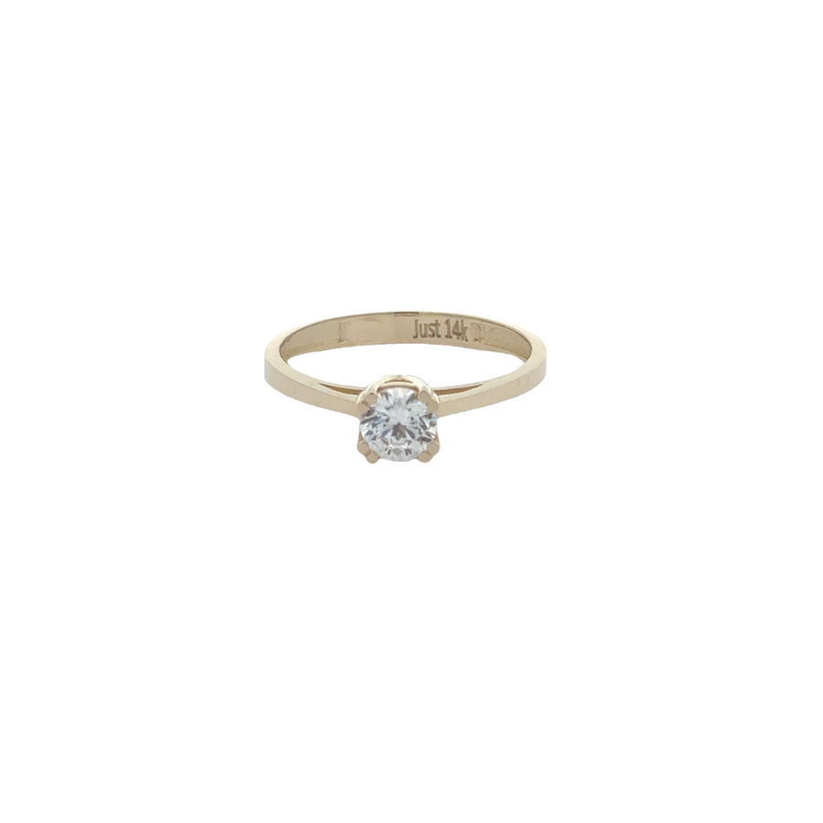 14k gold solitaire ring with small cubic zirconia